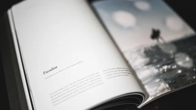 book, letters, bokeh, blur, black and white, page, paradise, title, beach, picture, people, gray book, gray books, gray letter, nature, gray bokeh. On-page titles and headings